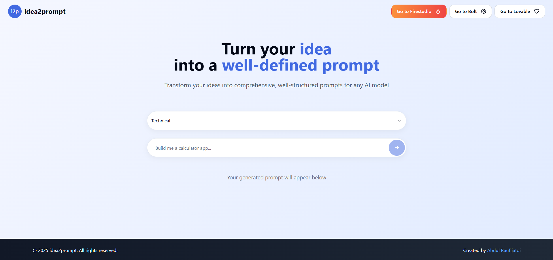 Idea2Prompt Screenshot